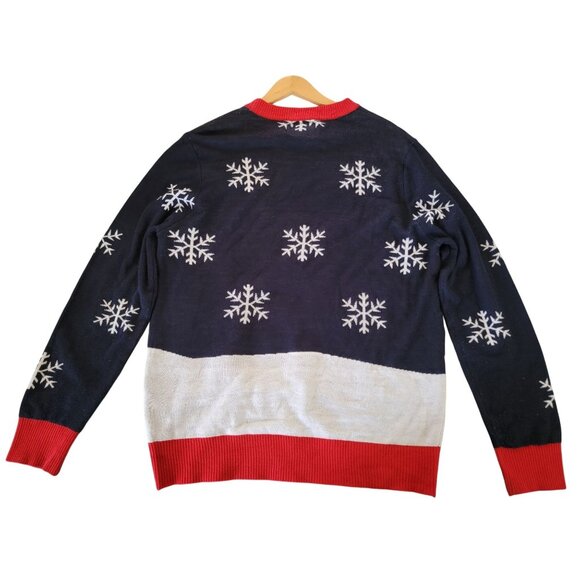 Tipsy Elves XL Funny Christmas Sweater With Santa Bent Over Design & Snowflakes - Picture 2 of 4